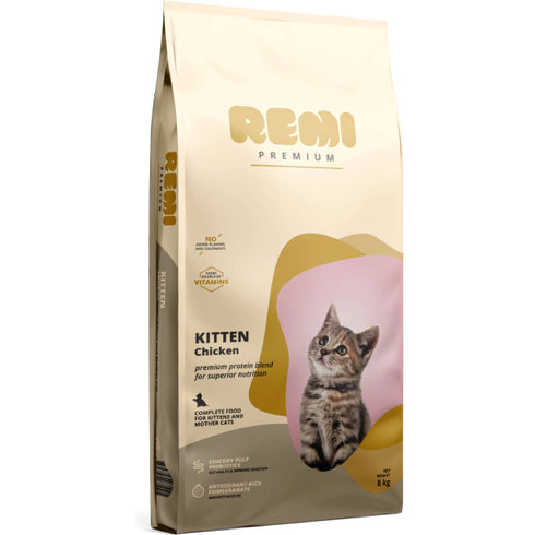 Hrana uscata pentru pisici Remi Premium Kitten Pui 8kg